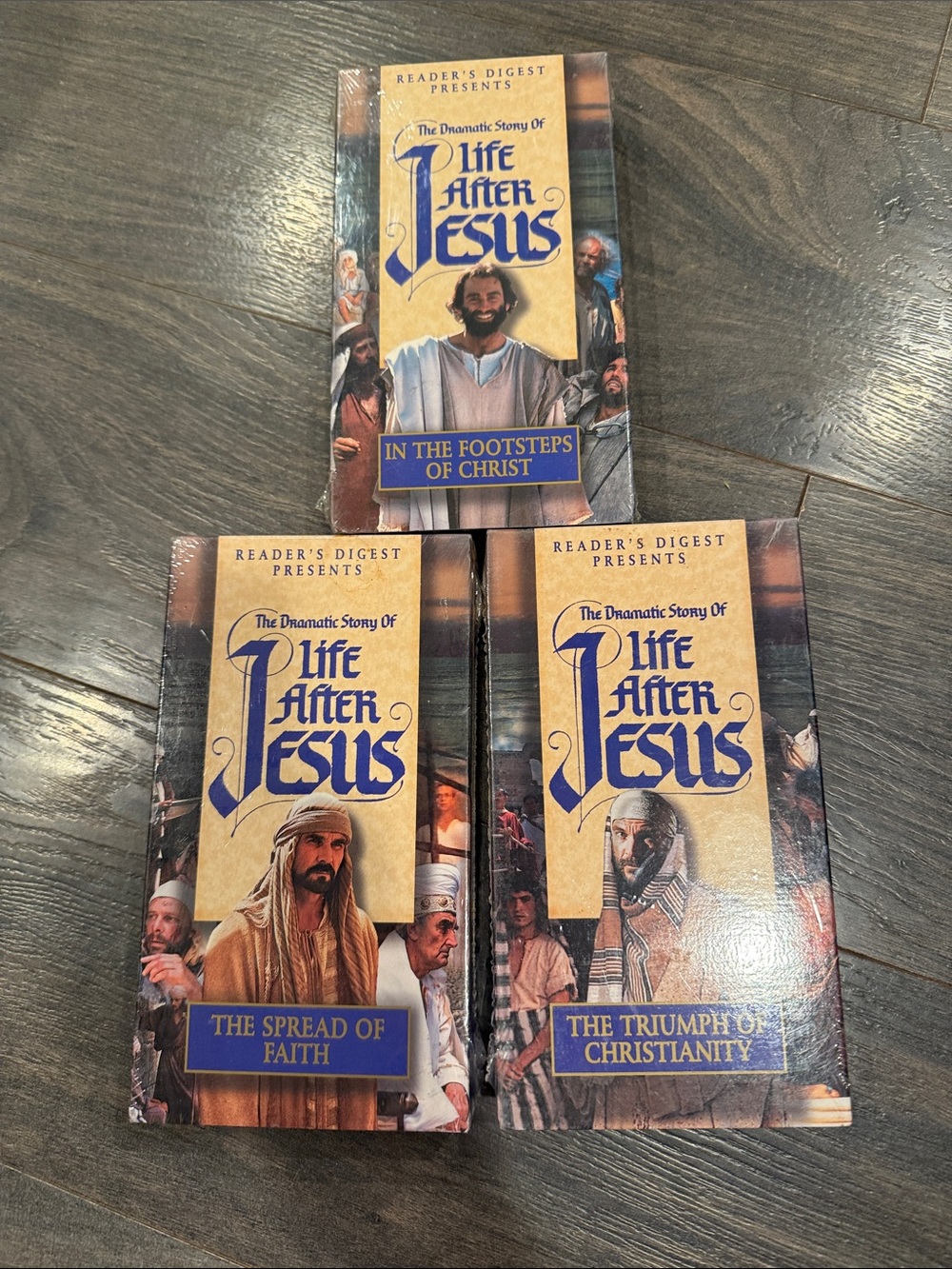 NWT Reader's Digest "Life After Jesus" VHS Set - Beige & Blue 8:4